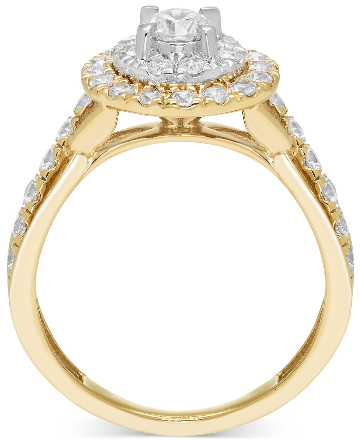 Macy's Diamond Double Halo Engagement Ring (1 Ct. T.w.) In 14k Two-tone Gold In Two Tone Gold