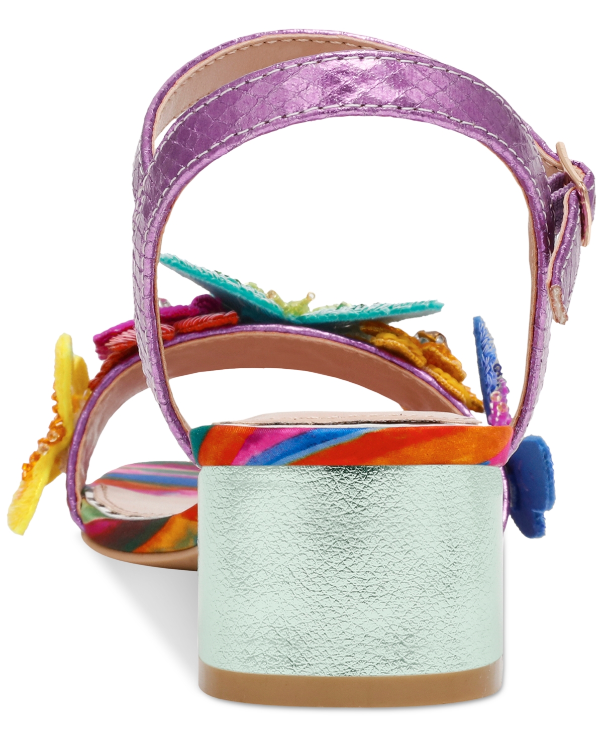 Shop Betsey Johnson Women's Emerry Two-piece Butterfly Low Block-heel Sandals In Fuchsia Multi