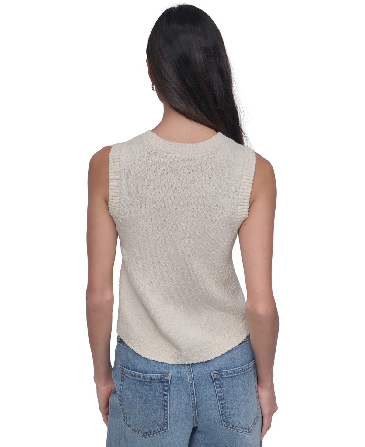 DKNY JEANS WOMEN'S COTTON BOUCLE SLEEVELESS SWEATER 