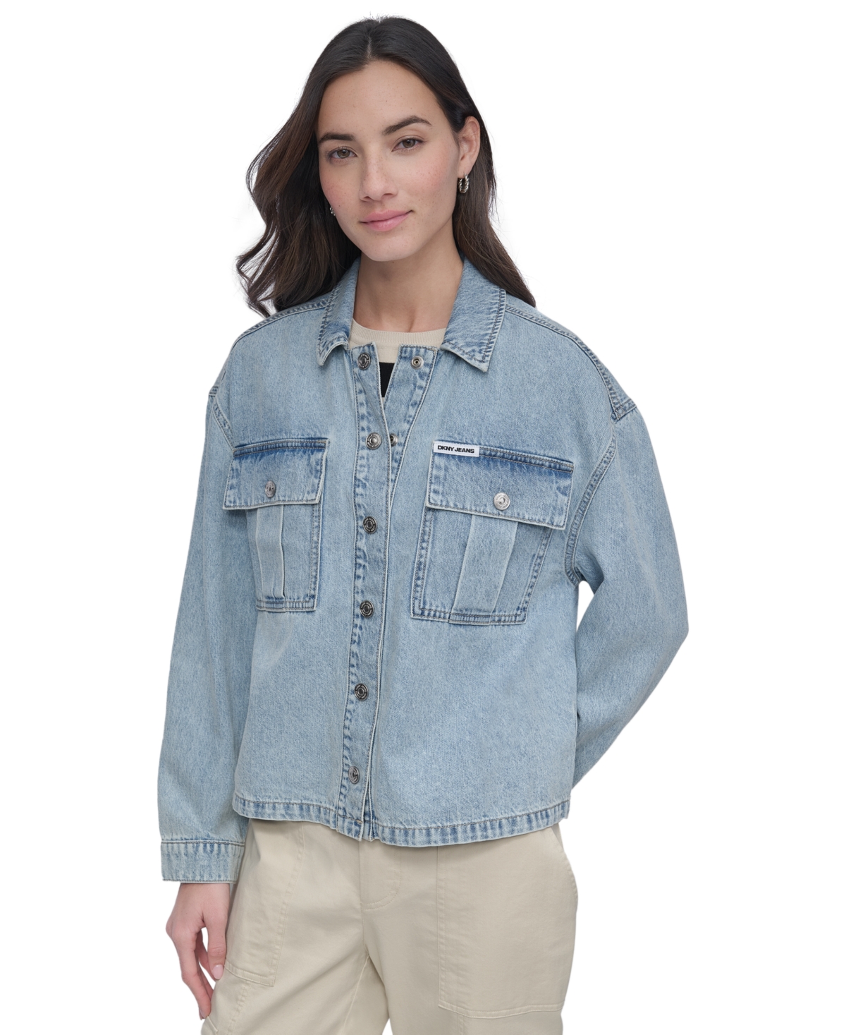 Women's Utility Pocket Denim Jacket - Fjz - Chambray