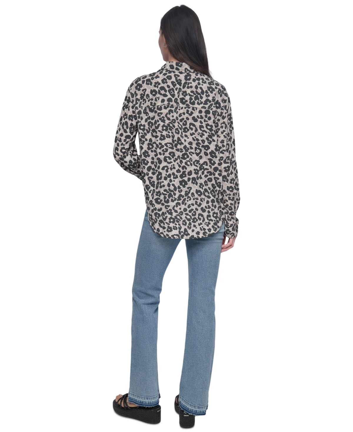 DKNY JEANS WOMEN'S PRINTED ROLL-TAB SHIRT 