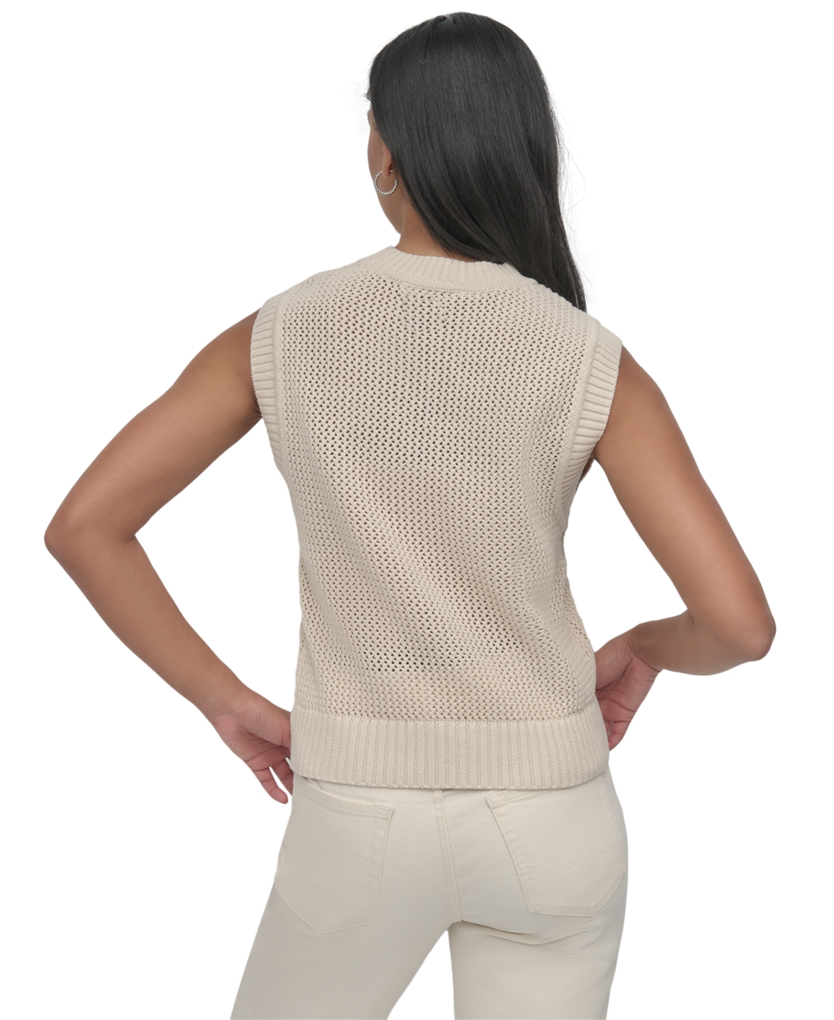 DKNY JEANS WOMEN'S COTTON LOGO SLEEVELESS SWEATER 