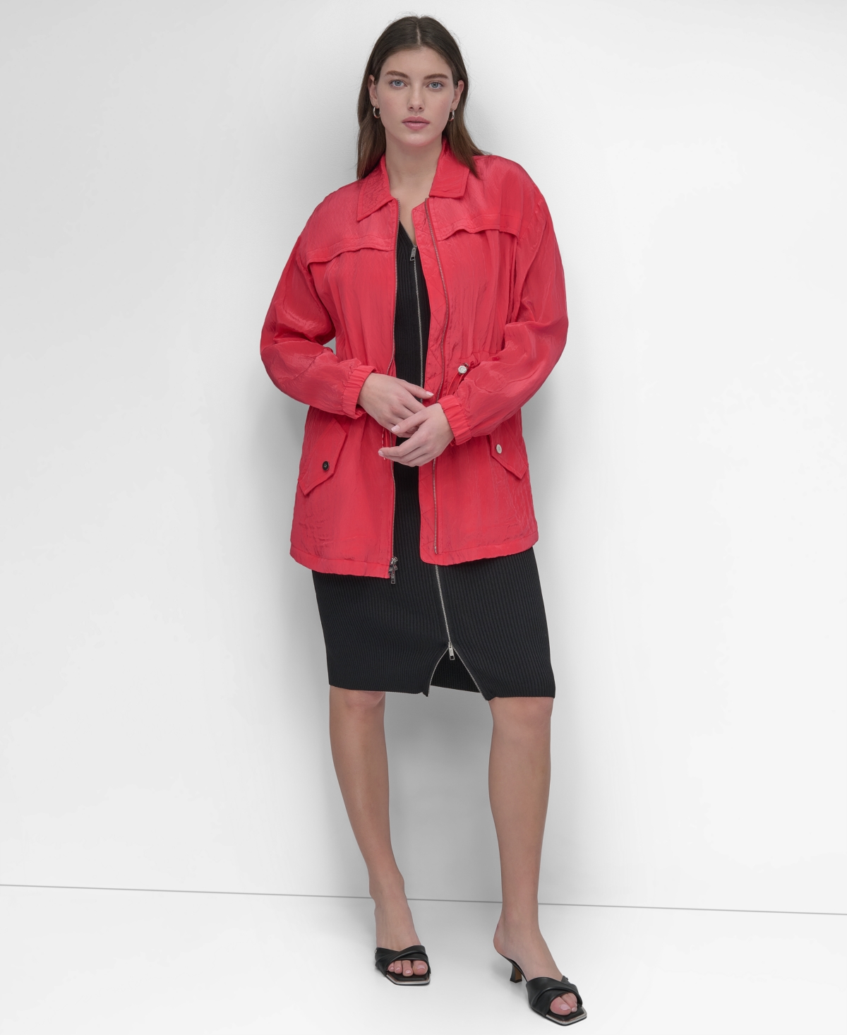 Dkny Textured Anorak Jacket In Watermelon Sugar