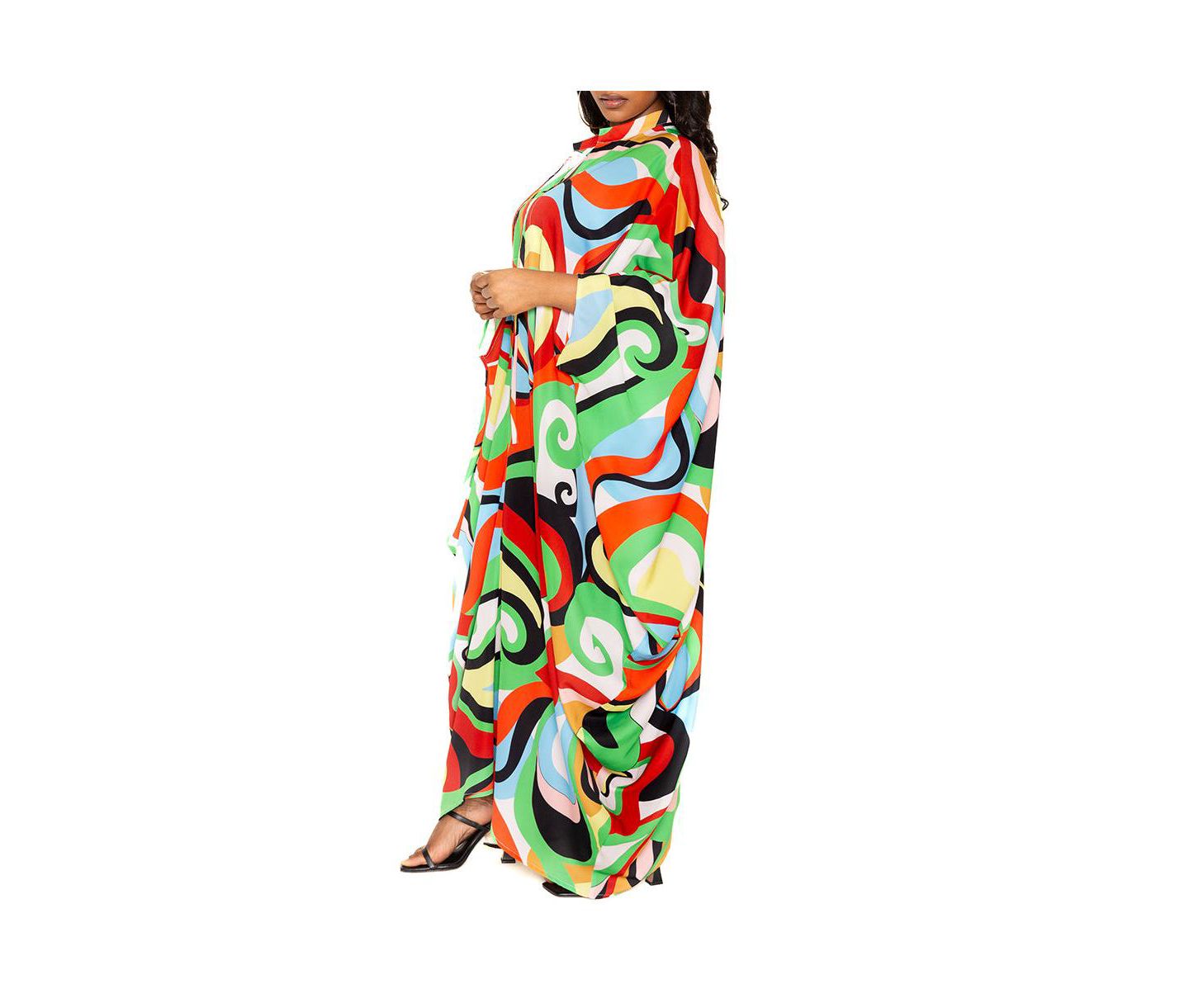 Женское платье Buxom Couture Plus Size Geometric Print Tunic Maxi, цвет: Разноцветный — фото 3