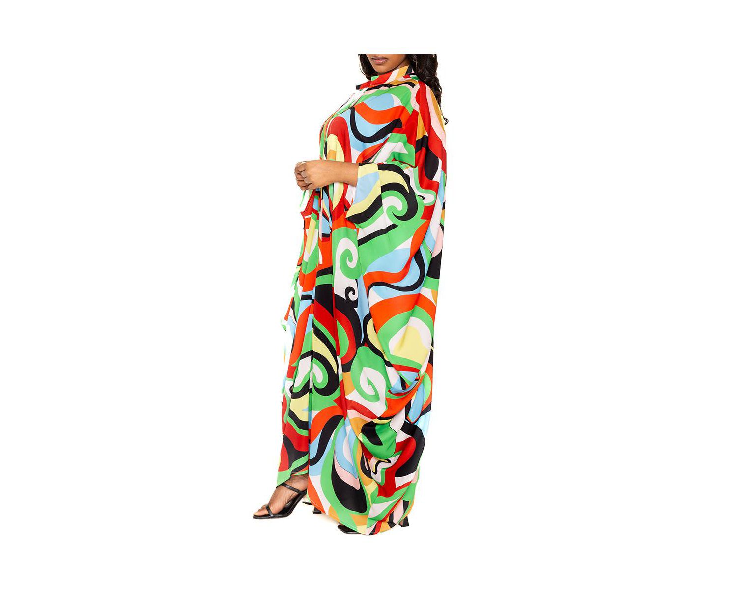 Women's Plus Size Geometric Print Tunic Maxi Dress