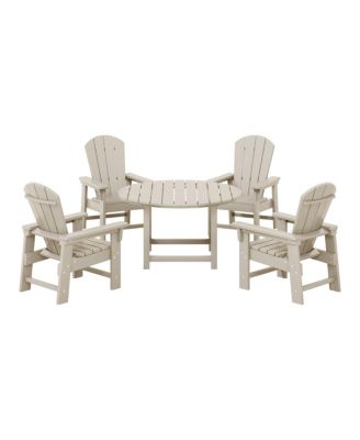 Kids 5-Piece HDPE Outdoor Patio Round Dining Table and Chairs Set