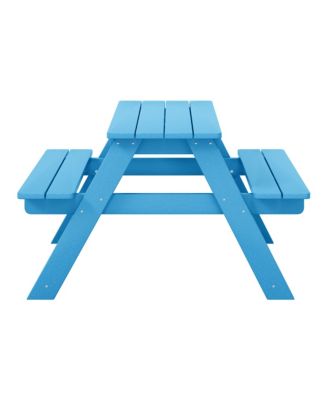 Outdoor Patio Kids HDPE Plastic Picnic Bench Table