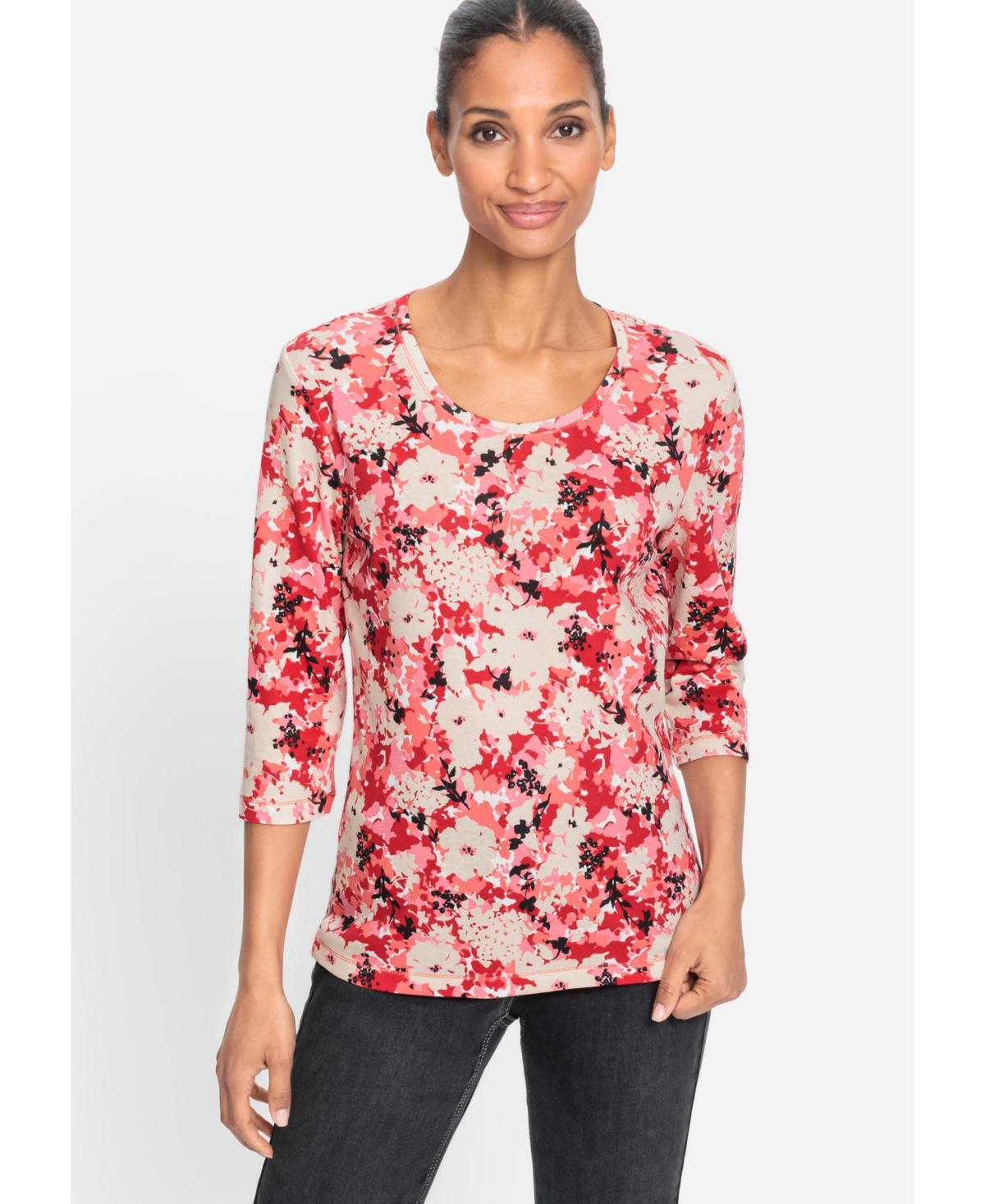 Women's Floral Camo T-Shirt - Bright coral