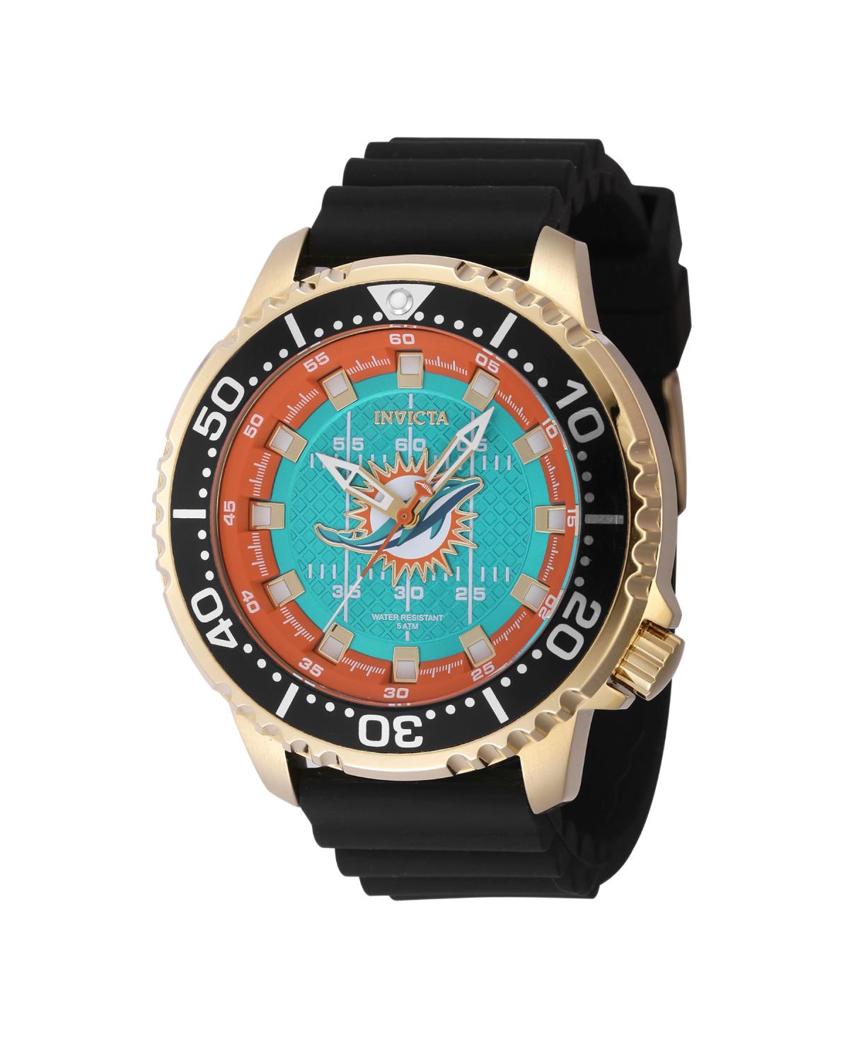 Men's 48109 Nfl Miami Dolphins Quartz 3 Hand Light Blue Dial Watch - Black