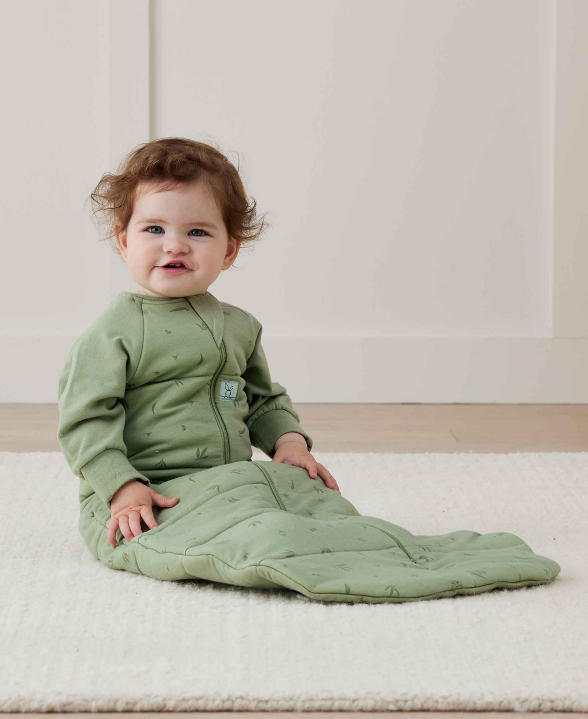 Ergopouch Baby Boys And Girls Jersey With Sleeves 3.5 Tog Sleeping Sack In Willow