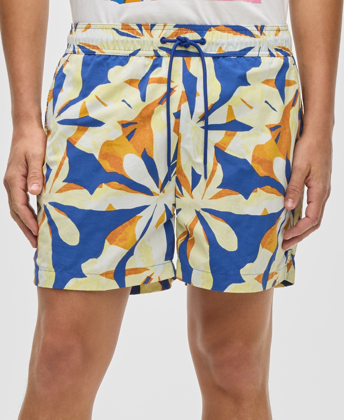 Mode Of One Men's Floral Tones Regular-fit Printed Swim Trunks, Exclusively At Macy's In Wild Ivy