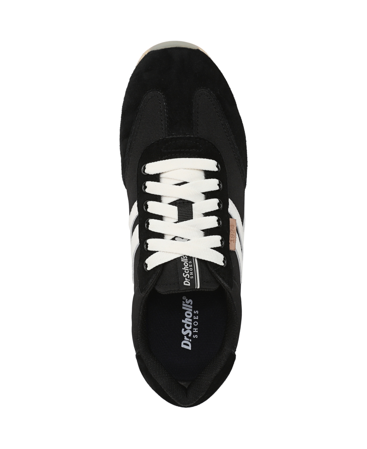 Shop Dr. Scholl's Women's Comeback Closed Round Toe Lace Up Sneakers In Black Suede,nylon Fabric
