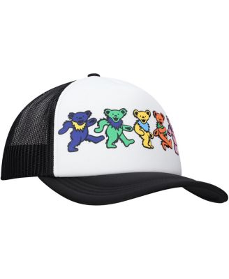 Men's and Women's White/Black The Grateful Dead Dancing Bears Foam Trucker Adjustable Hat