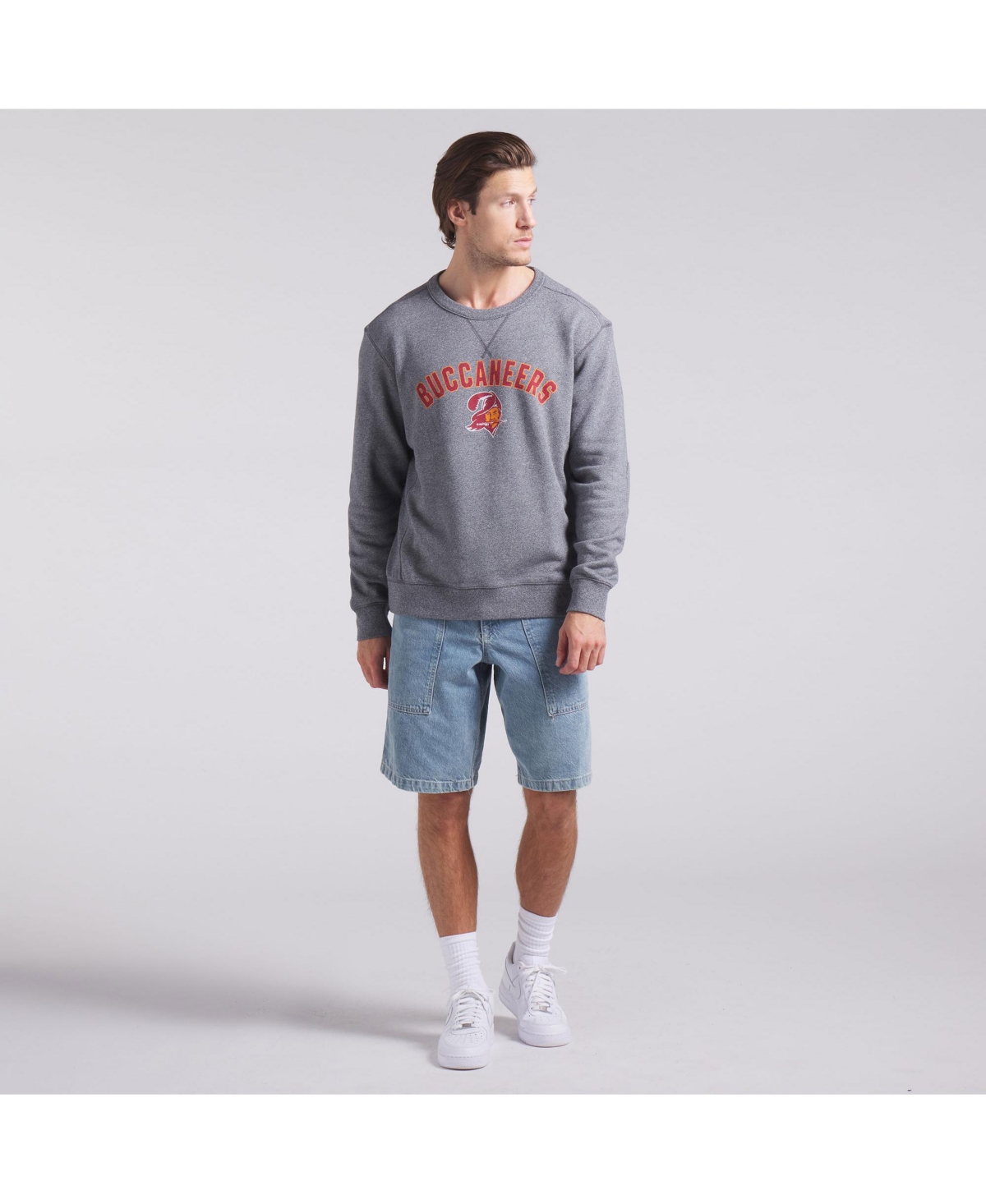 Fanatics Men's Heather Gray Tampa Bay Buccaneers Loop Terry Pullover Sweatshirt In Heather Gray