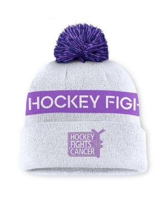 Fanatics - Men's White NHL-Logo Hockey Fights Cancer Cuffed Knit Hat with Pom