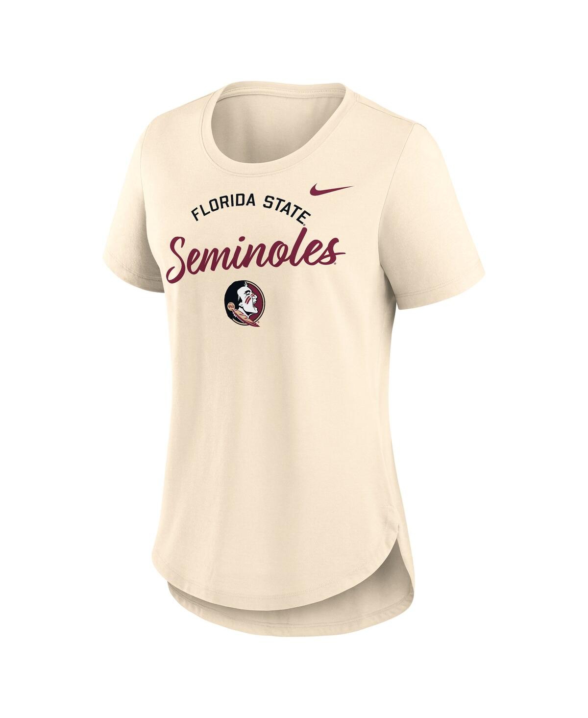 Nike Women's Tan Florida State Seminoles Script Logo Tri-blend T-shirt In Tan