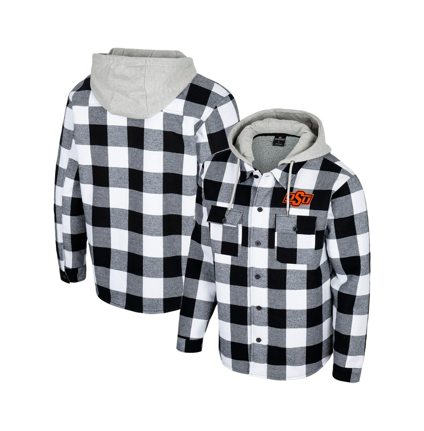 Мужская куртка Colosseum Black/White Oklahoma State Cowboys Buffalo Plaid Full-Zip — фото 1