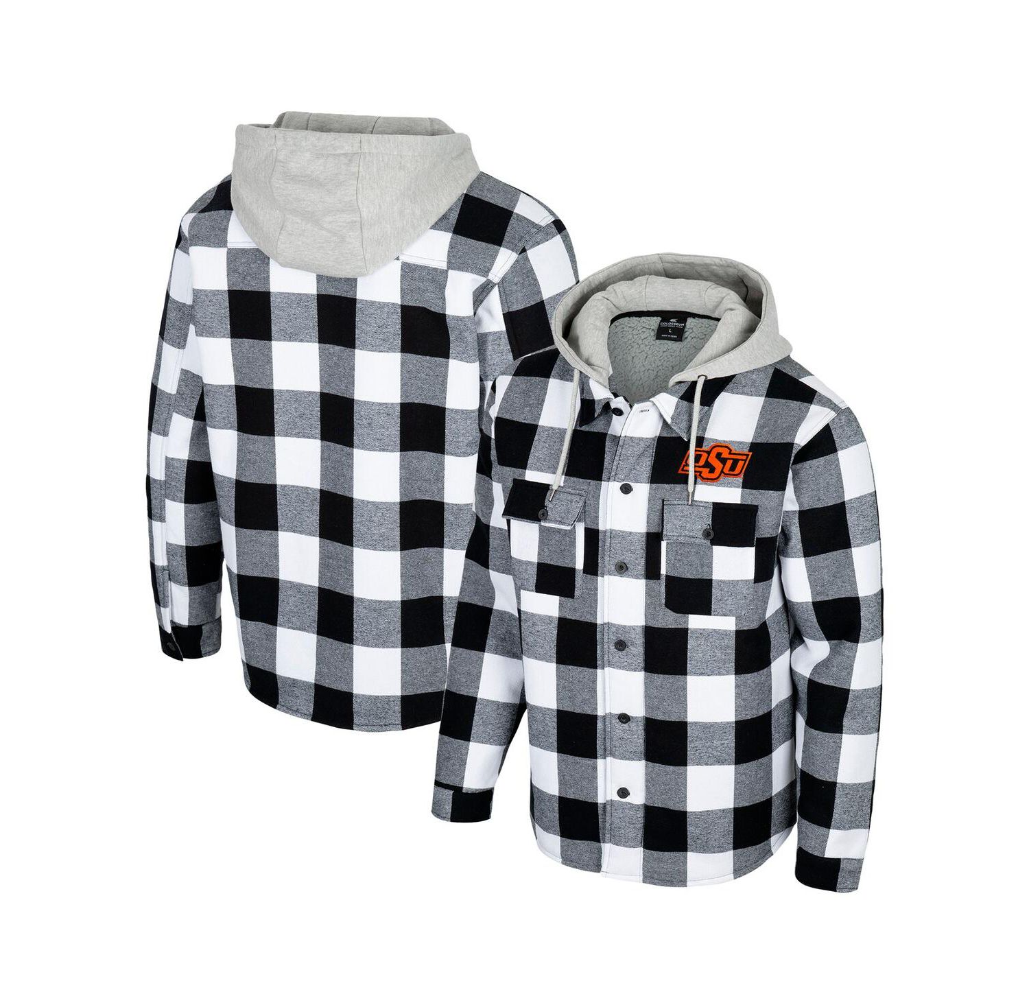 Men's Black/White Oklahoma State Cowboys Buffalo Plaid Full-Zip Jacket
