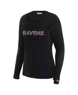 x Gracie Hunt Women's Black Baltimore Ravens Mesh Panel Long Sleeve T-Shirt