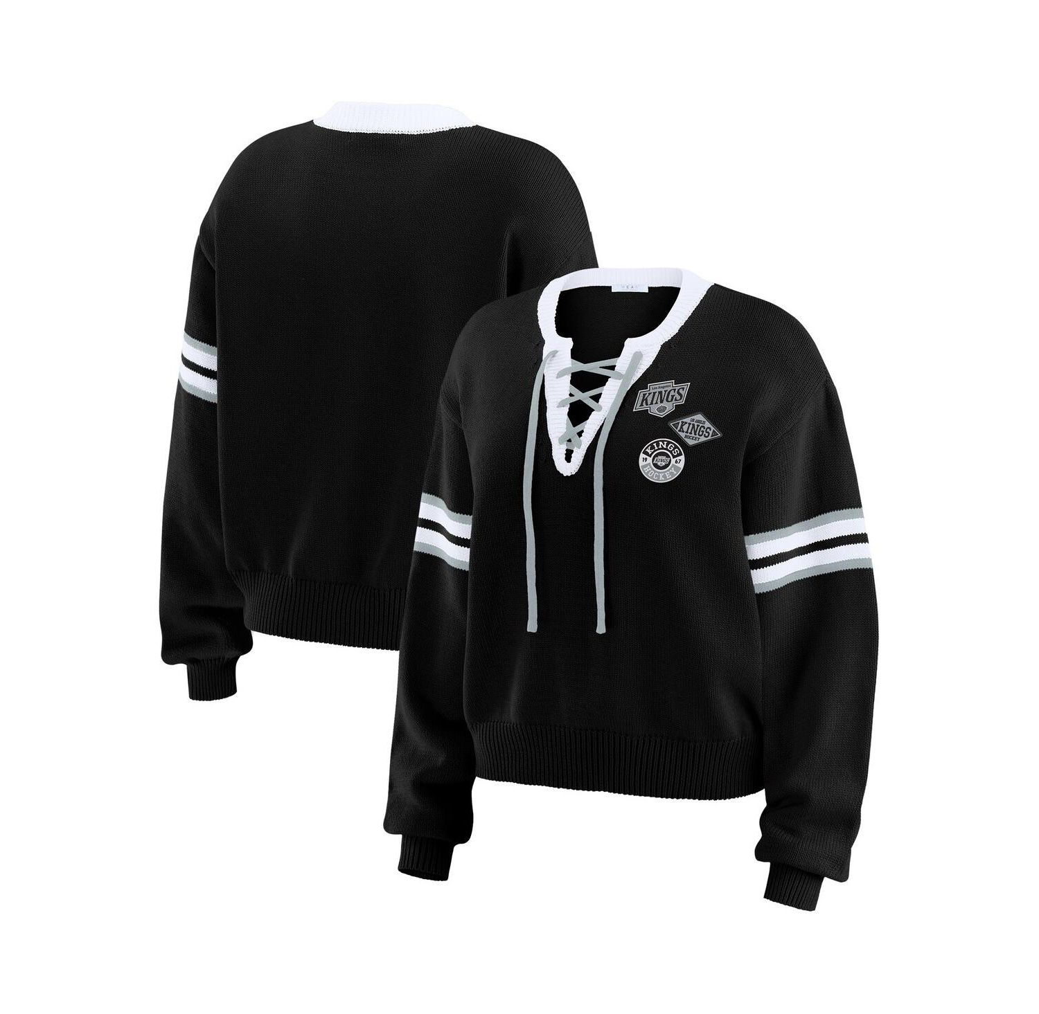 Women's Black Los Angeles Kings Cropped Lace-Up Sweater