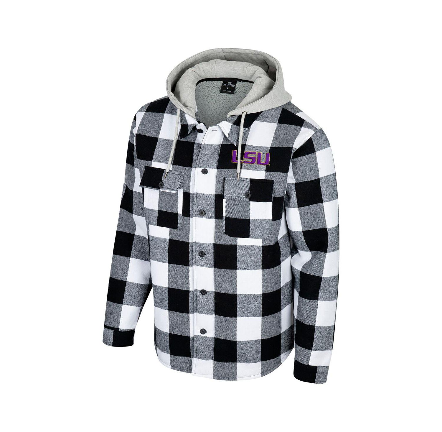 Men's Black/White LSU Tigers Buffalo Plaid Full-Zip Jacket