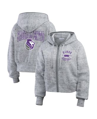 WEAR by Erin Andrews - Women's Heather Gray Sacramento Kings Speckled Radiator Full-Zip Hoodie