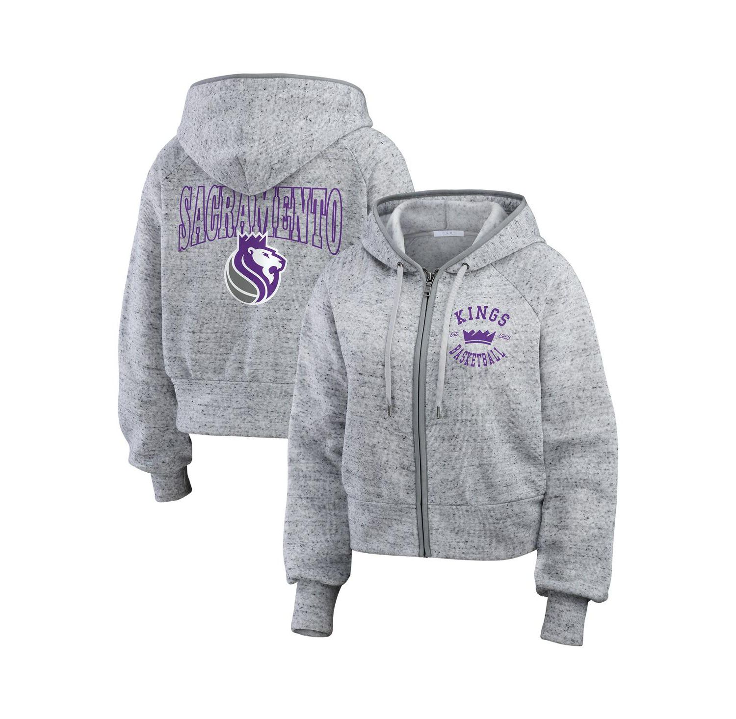 Women's Heather Gray Sacramento Kings Speckled Radiator Full-Zip Hoodie