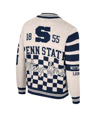 Women's Cream Penn State Nittany Lions Jacquard Full-Zip Sweater