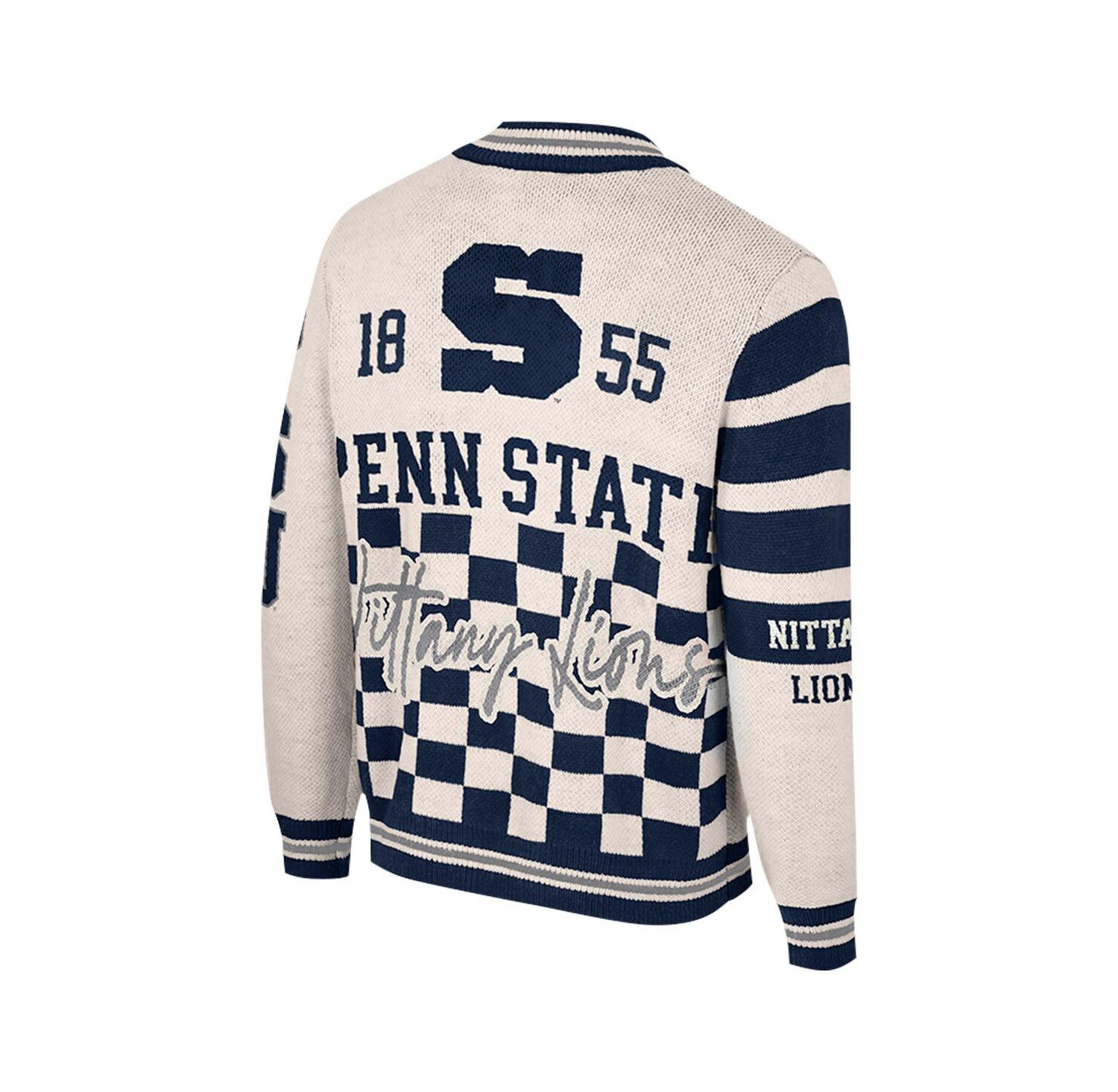 Women's Cream Penn State Nittany Lions Jacquard Full-Zip Sweater