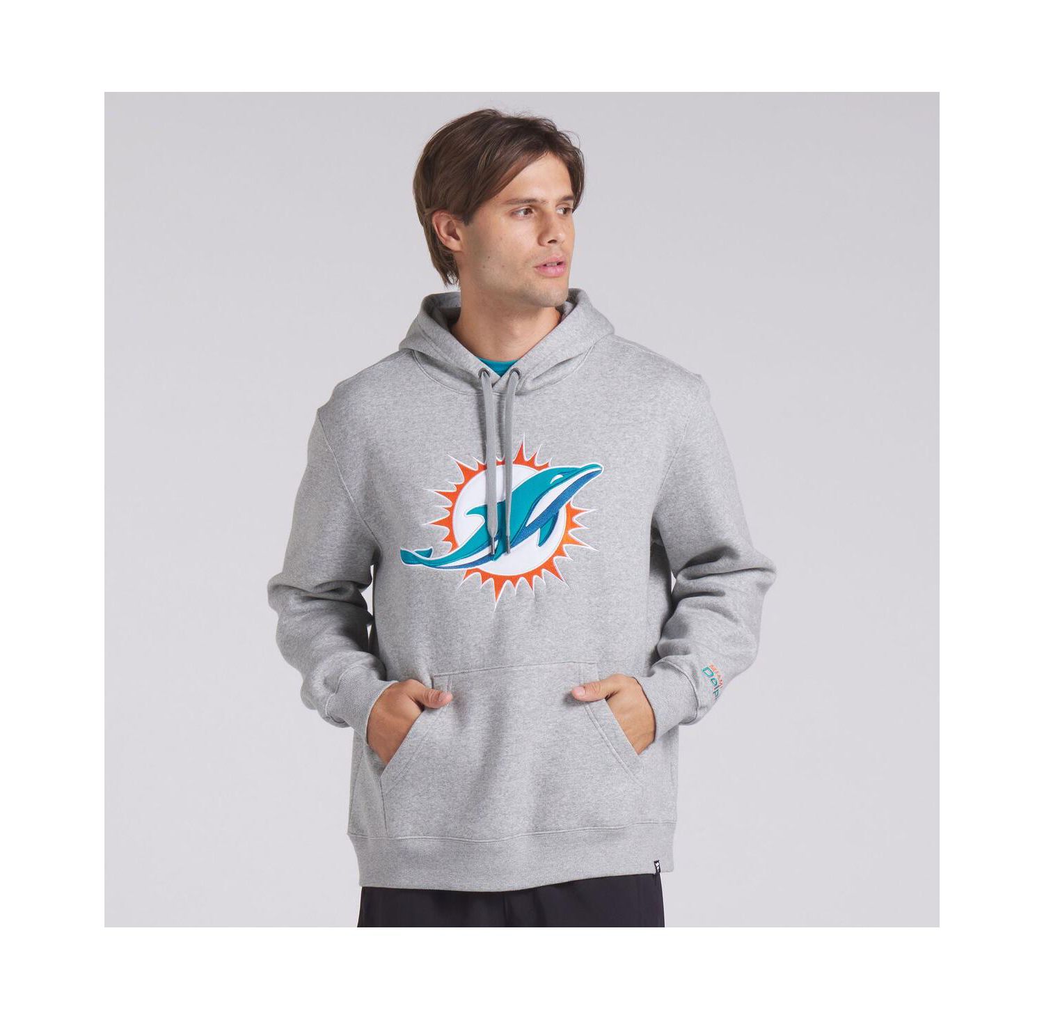 Men's Heather Gray Miami Dolphins Legacy Fleece Pullover Hoodie