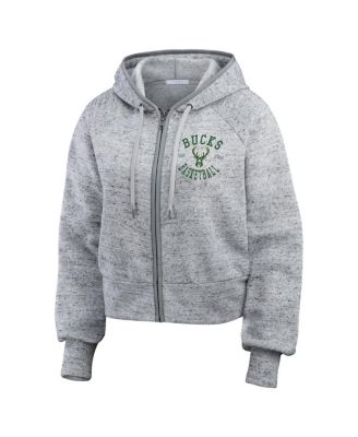 Women's Heather Gray Milwaukee Bucks Speckled Radiator Full-Zip Hoodie