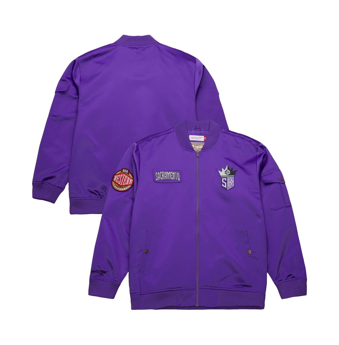 Мужская куртка Mitchell & Ness Purple Sacramento Kings Hardwood Classics Nights Team Leader Satin Full-Zip — фото 1