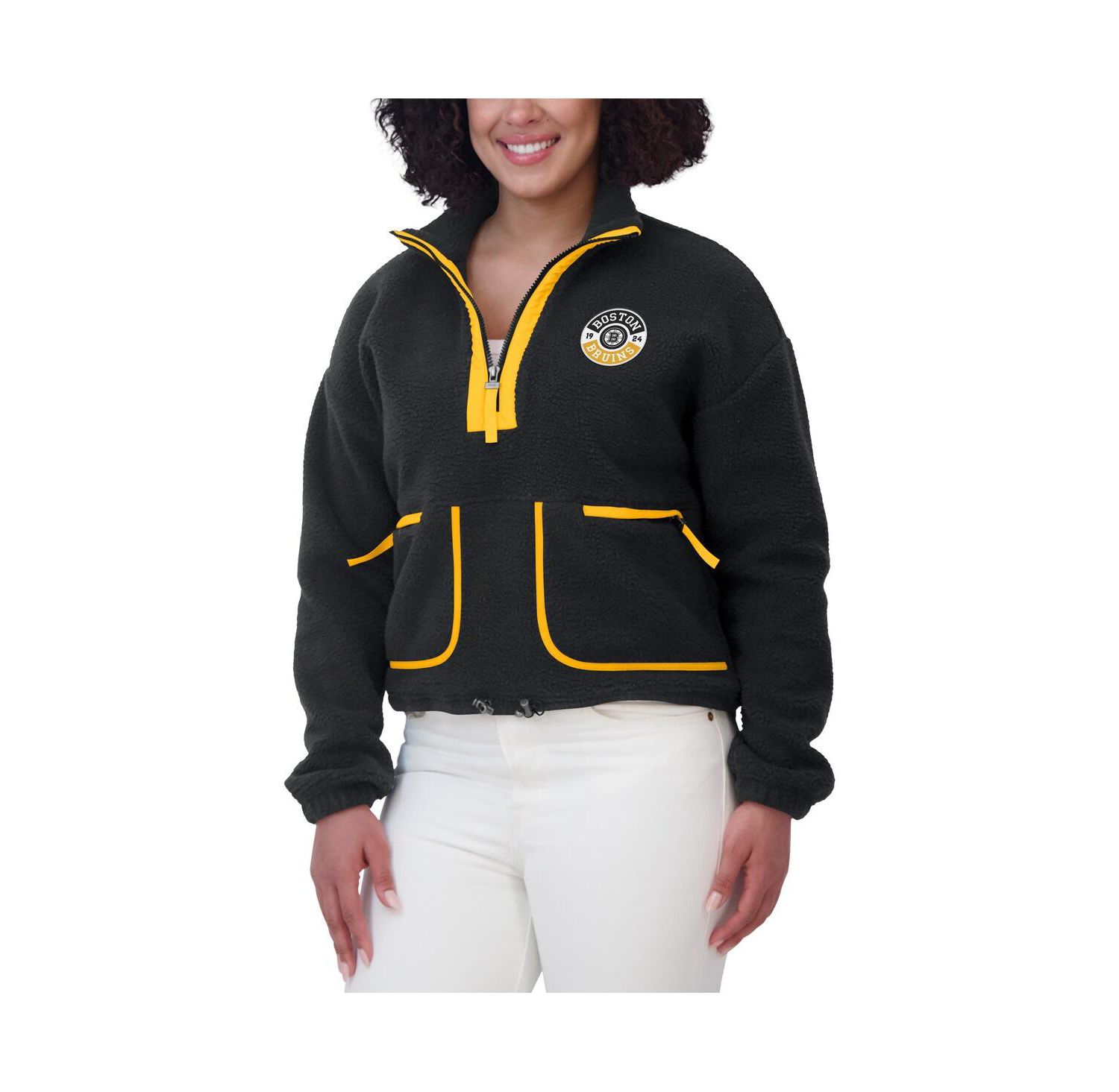 Women's Black Boston Bruins Polar Fleece Half-Zip Jacket