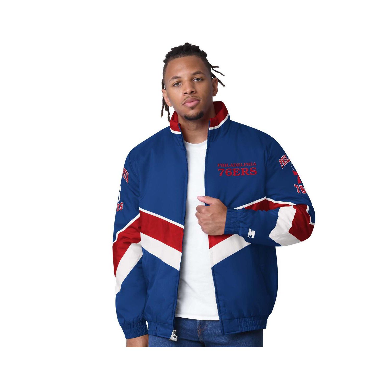Men's Royal Philadelphia 76ers Captain Oxford Full-Zip Jacket