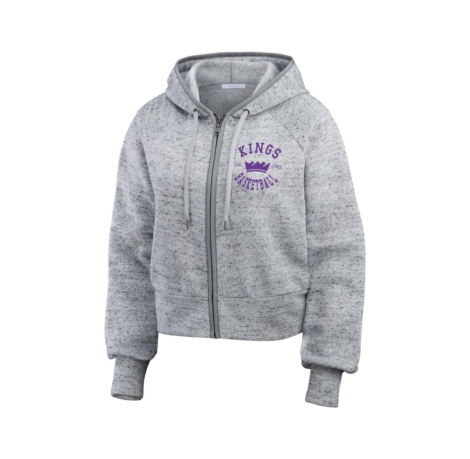 Women's Heather Gray Sacramento Kings Speckled Radiator Full-Zip Hoodie