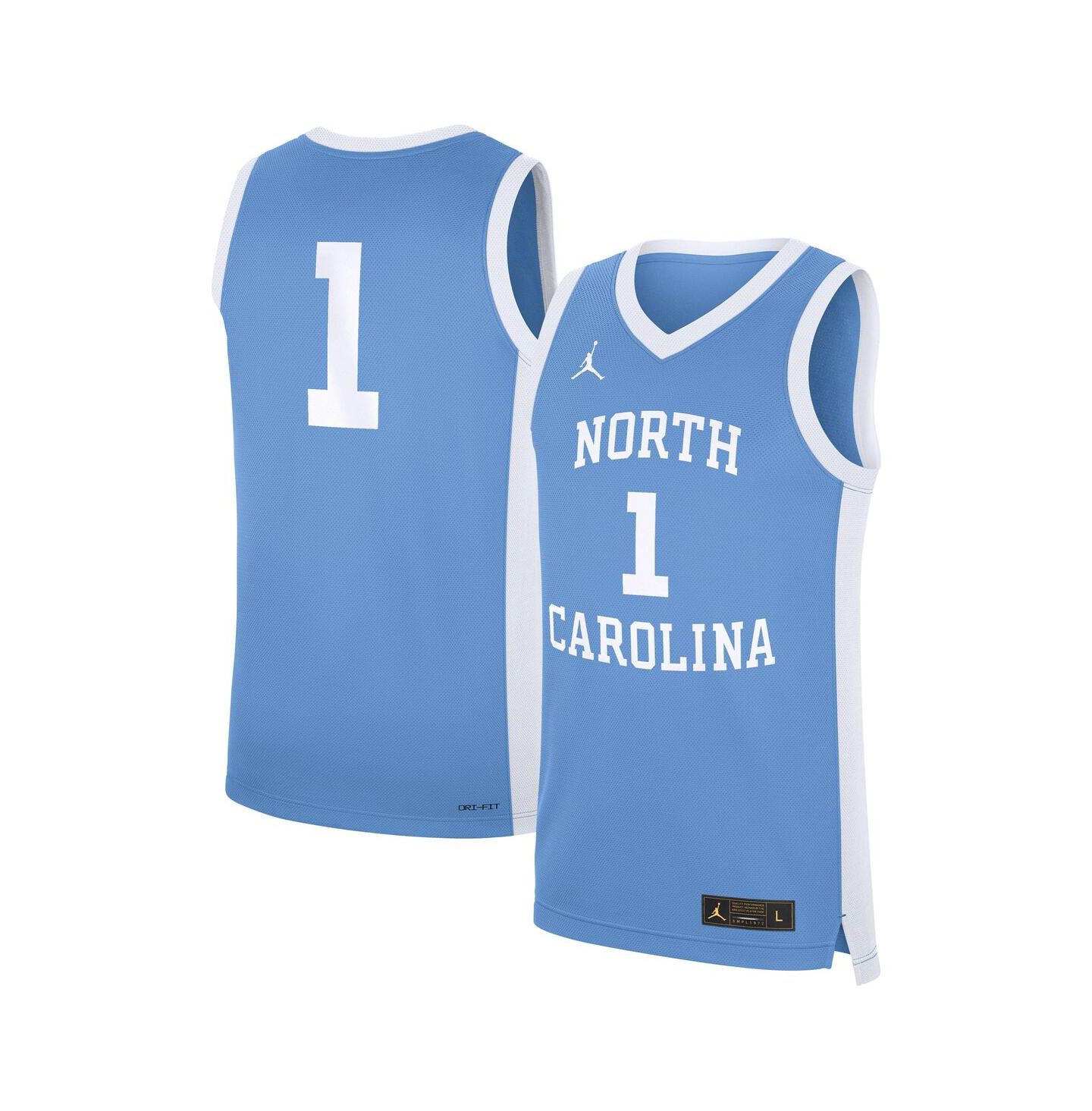 Мужские топы Jordan 1 Carolina Blue North Carolina Tar Heels Alternate Replica Jersey — фото 1