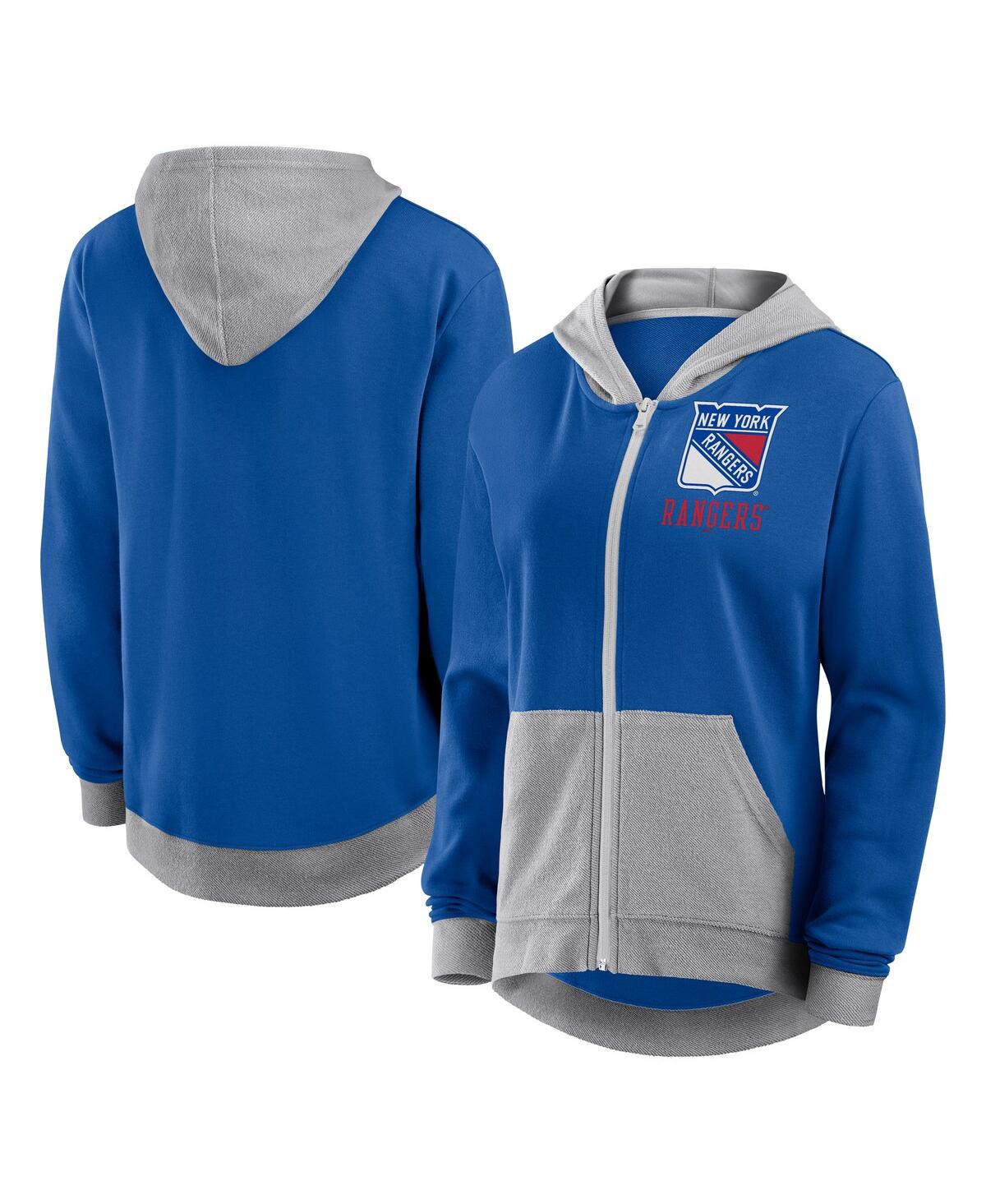 Women's Blue New York Rangers Hit It French Terry Full-Zip Hoodie - Blue