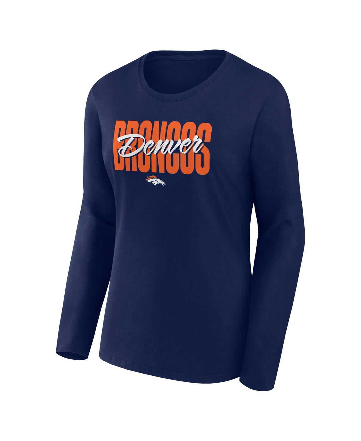 Logo Athletic Women's Navy Denver Broncos Grip Long Sleeve T-shirt In Navy