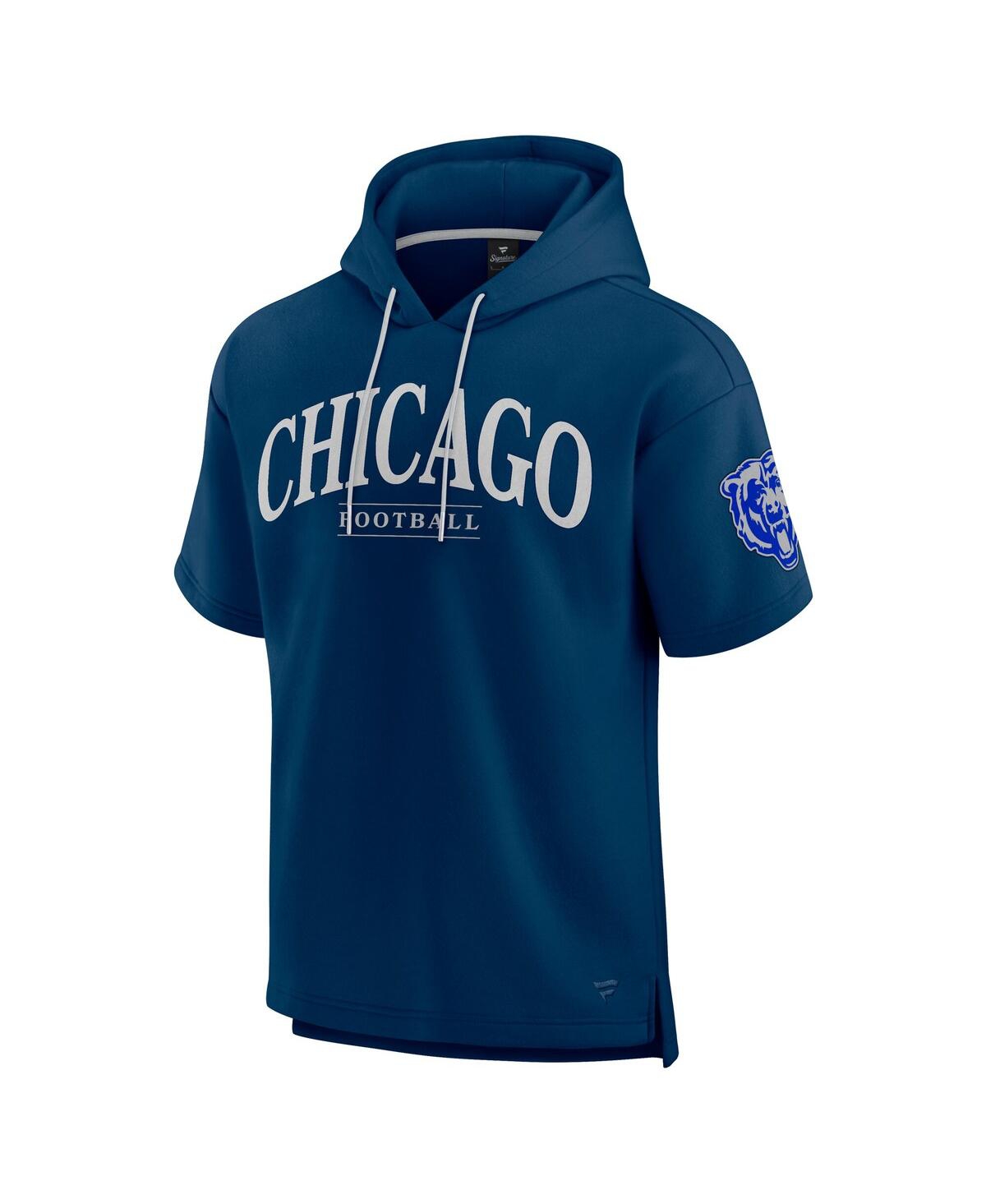 Shop Fanatics Men's And Women's Navy Chicago Bears Elements Ready Short Sleeve Pullover Hoodie