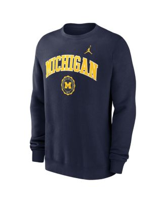 Men's Navy Michigan Wolverines Arched Seal Pullover Sweatshirt