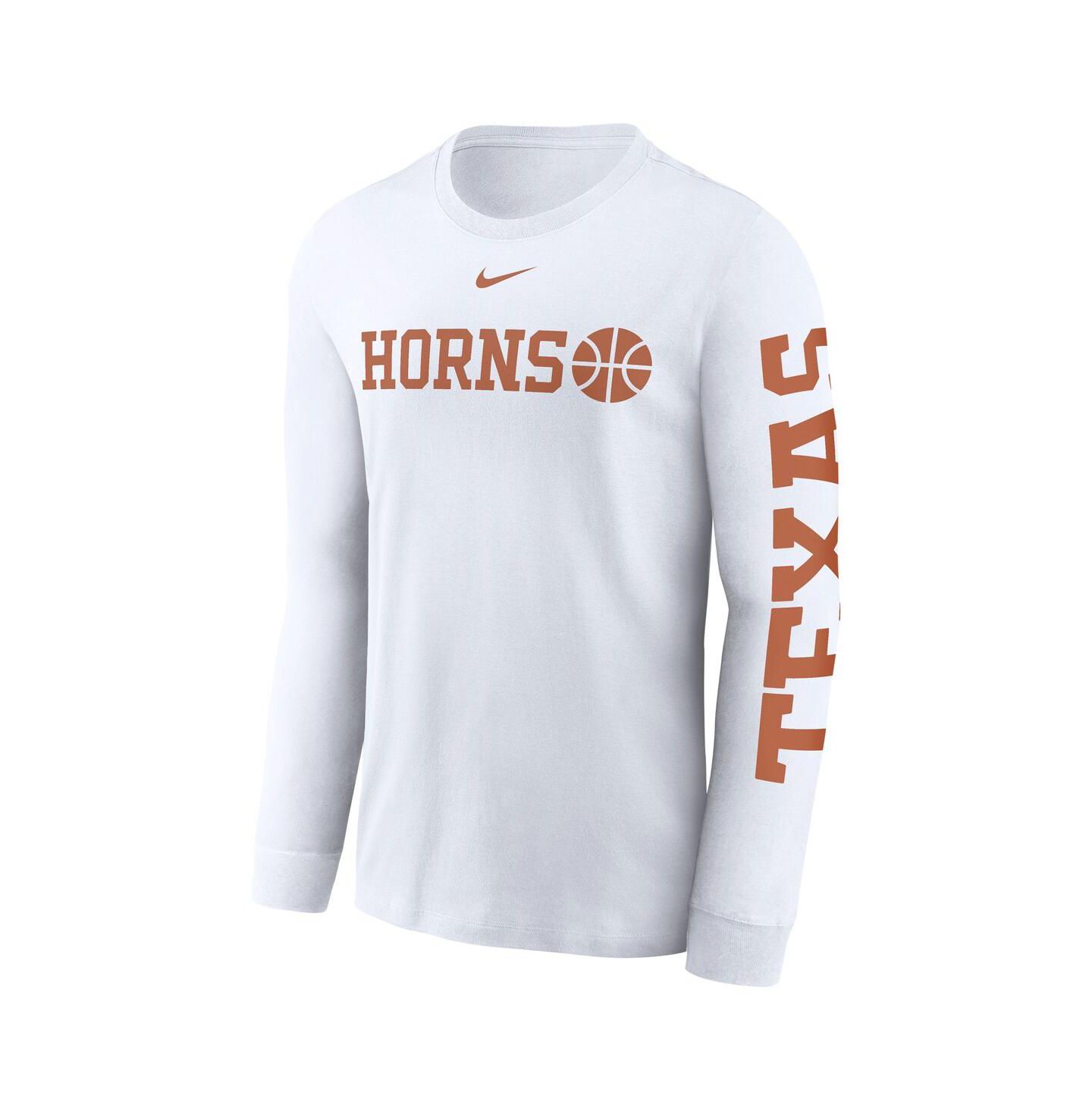 Мужская футболка Nike White Texas Longhorns Basketball Icon Two-Hit Long Sleeve — фото 2