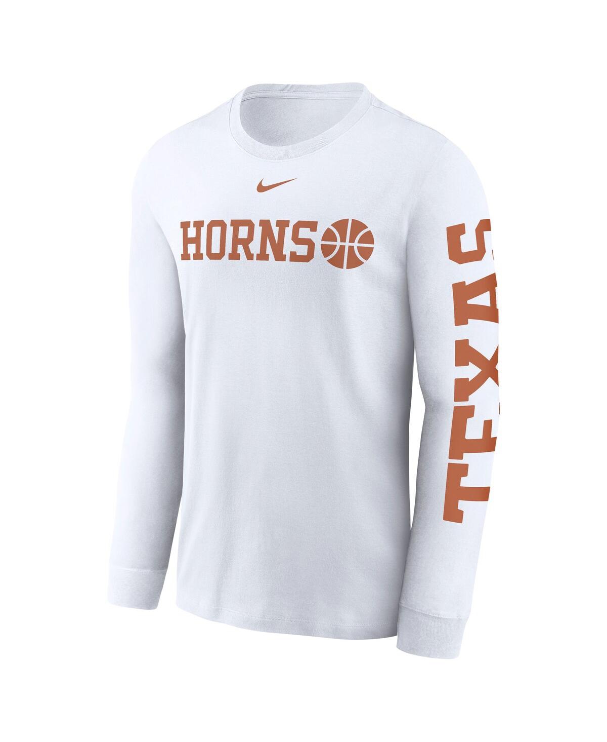 Nike Men's White Texas Longhorns Basketball Icon Two-hit Long Sleeve T-shirt In White