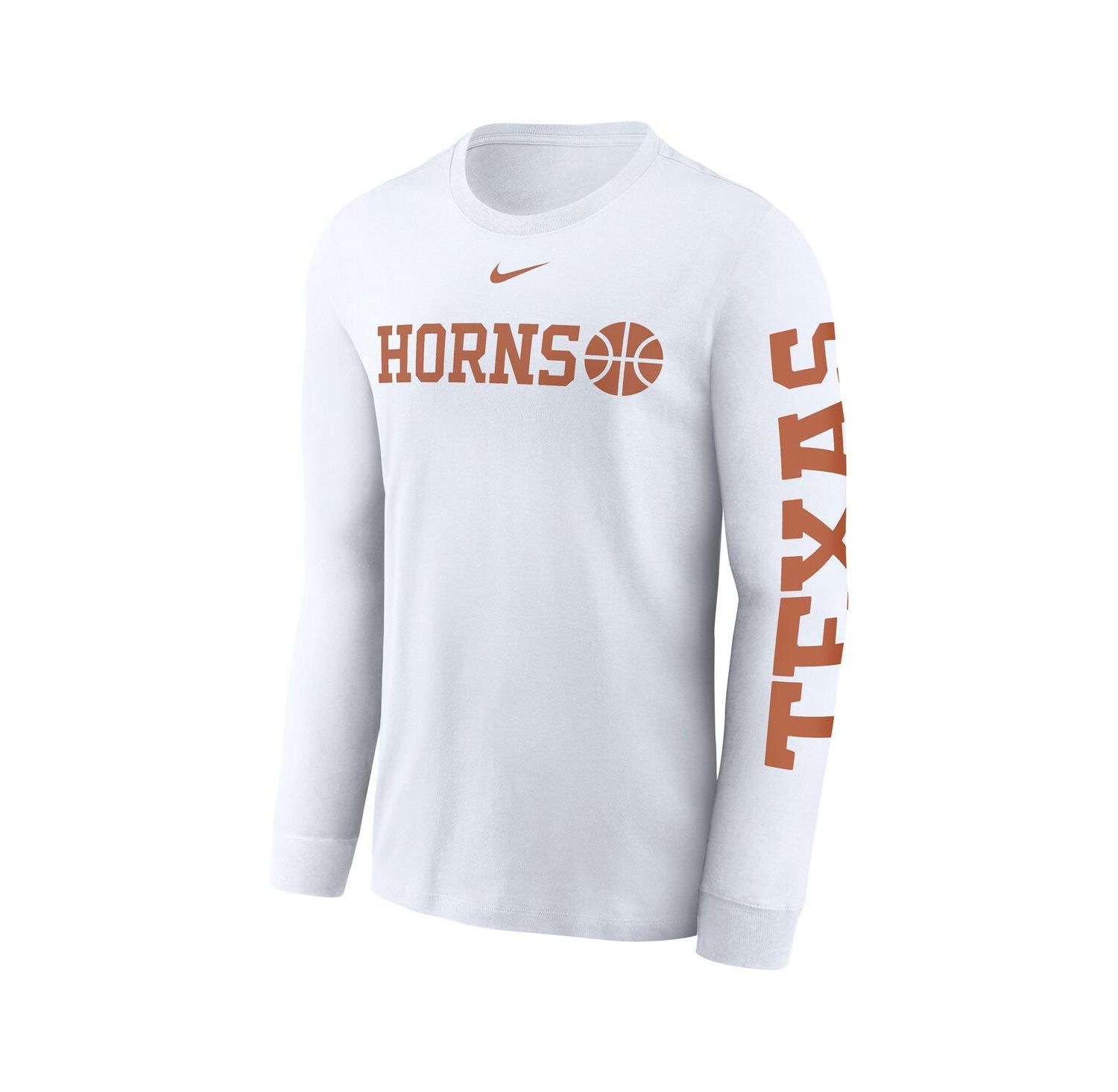 Men's White Texas Longhorns Basketball Icon Two-Hit Long Sleeve T-Shirt
