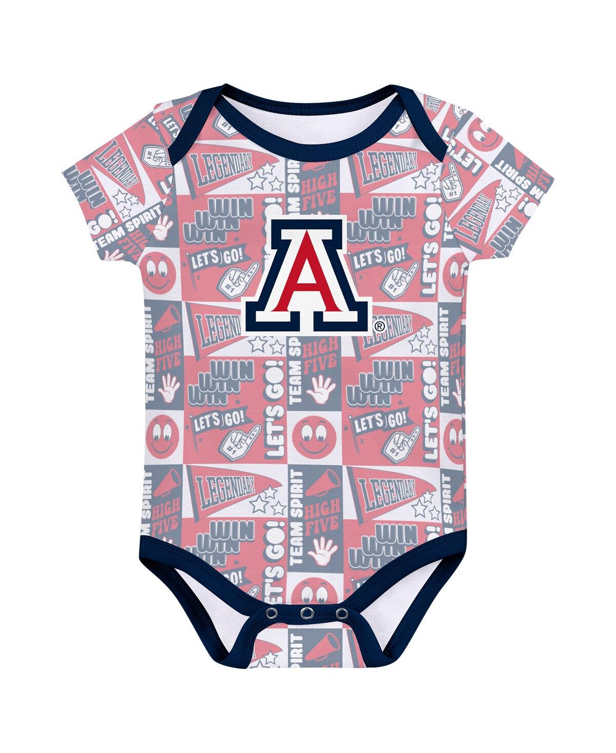 Outerstuff Newborn Navy Arizona Wildcats Sunday Comics 3-pack Bodysuit Set In Navy