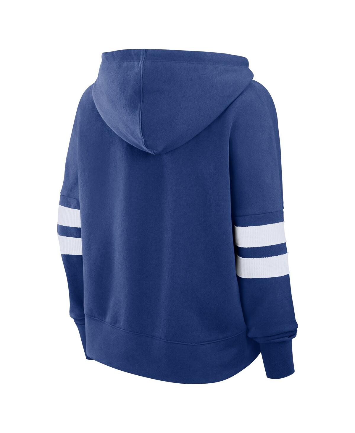 Fanatics Women's Blue Tampa Bay Lightning Seize Fleece Pullover Hoodie In Blue,white