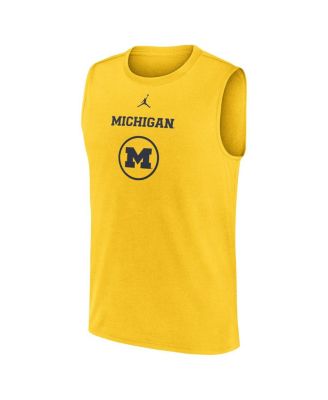 Men's Maize Michigan Wolverines On-Court Basketball Practice Legend Sleeveless T-Shirt 