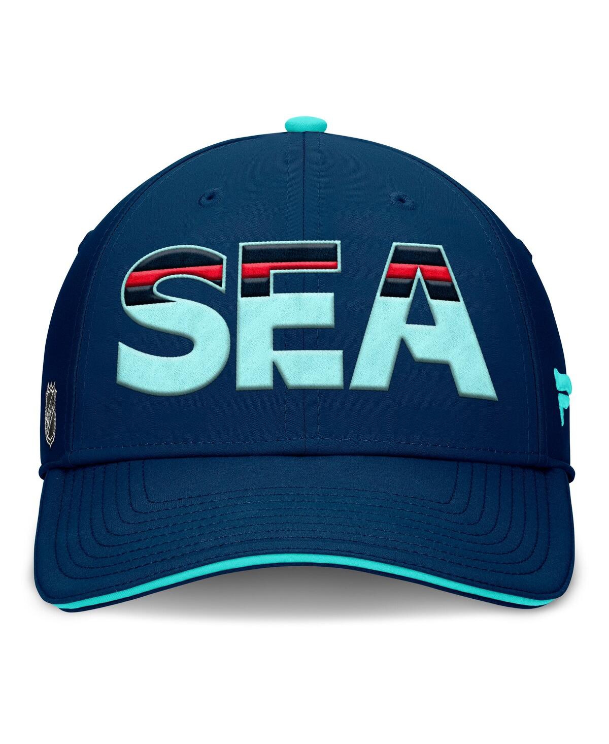 Fanatics Men's Deep Sea Navy/light Blue Seattle Kraken Authentic Pro Rink Team Code Flex Hat In Navy,light Blue