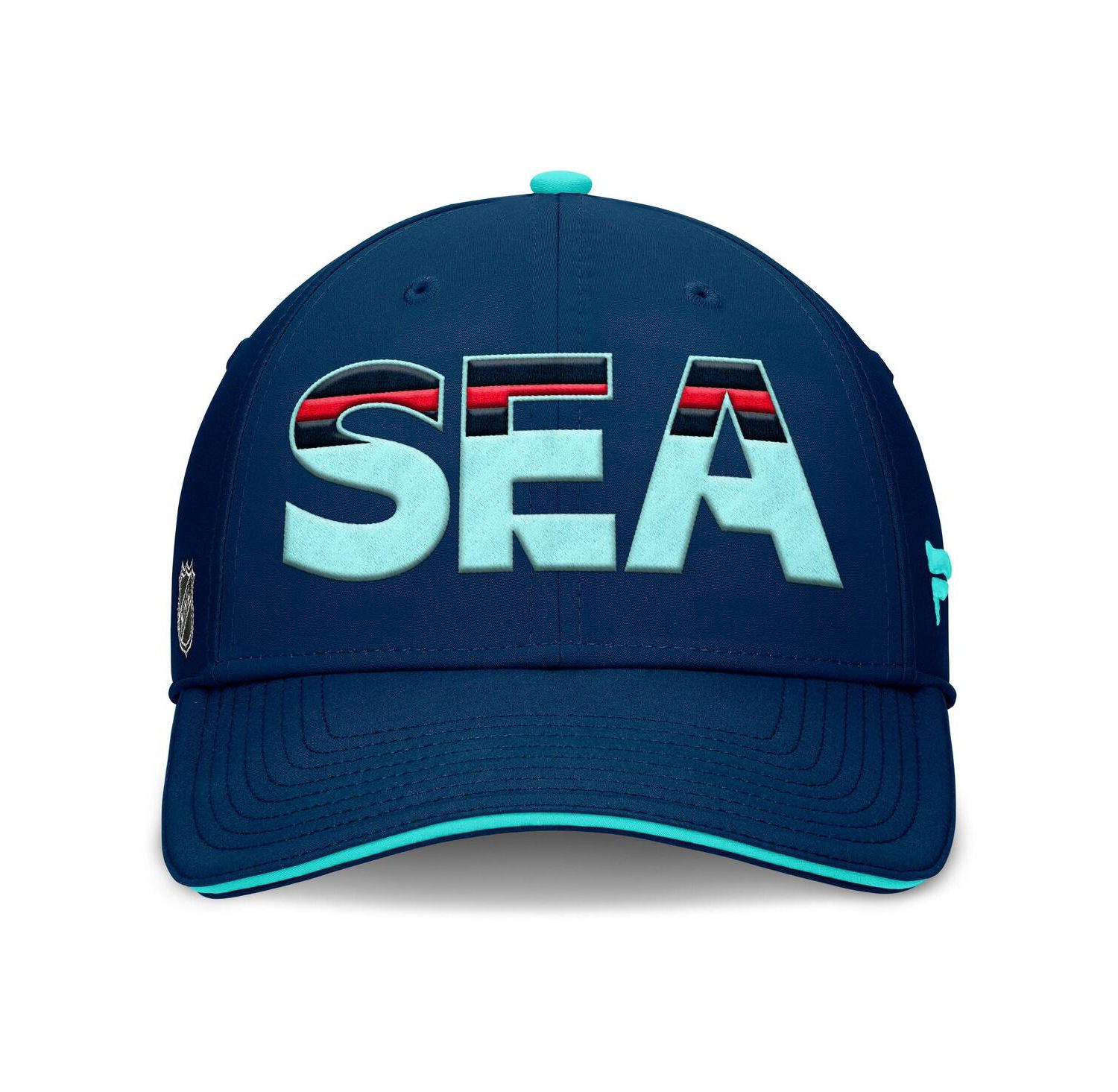 Men's Deep Sea Navy/Light Blue Seattle Kraken Authentic Pro Rink Team Code Flex Hat