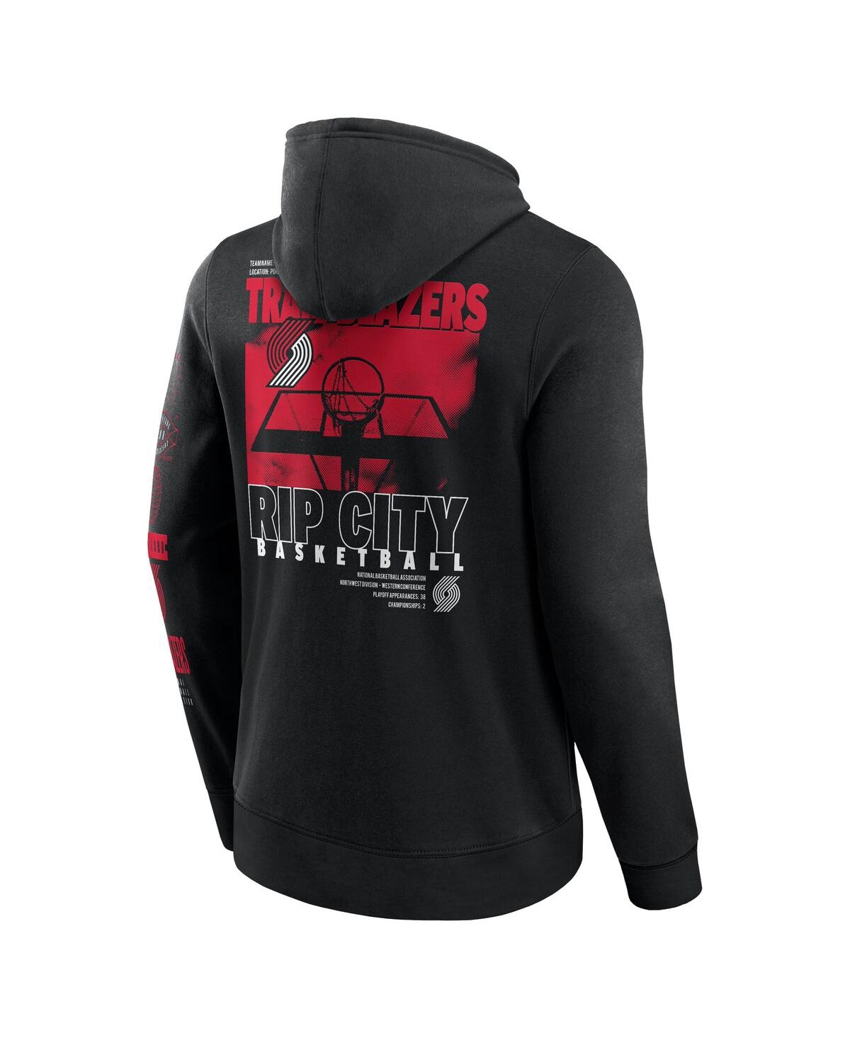 Fanatics Men's Black Portland Trail Blazers Game Time Crossover Pullover Hoodie In Black