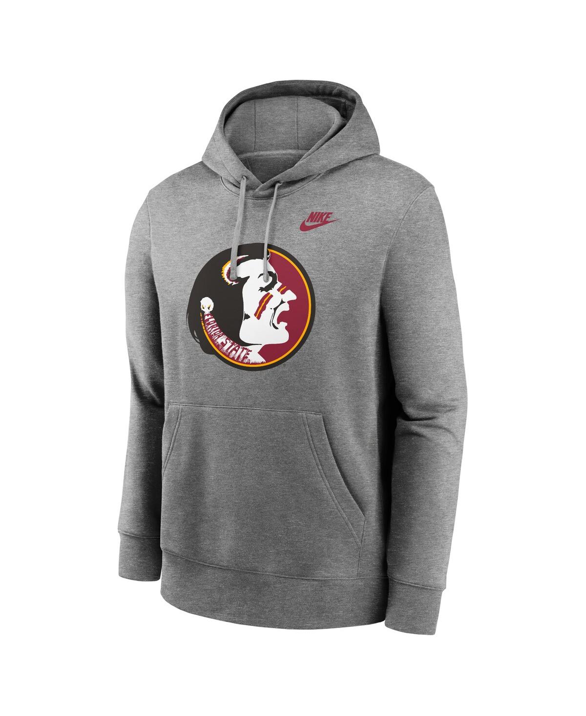 Nike Men's Heather Gray Florida State Seminoles Primetime Evergreen Club Fleece Pullover Hoodie In Heather Gray